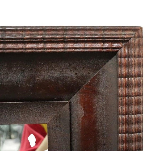 American Large Antique Classical Flame Mahogany Ripple Edge Mirror Unsigned C1890 For Sale - Image 3 of 7