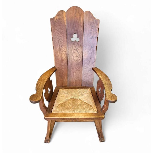 Monastery High Back Rush Seat Armchair, 1950s For Sale - Image 13 of 16