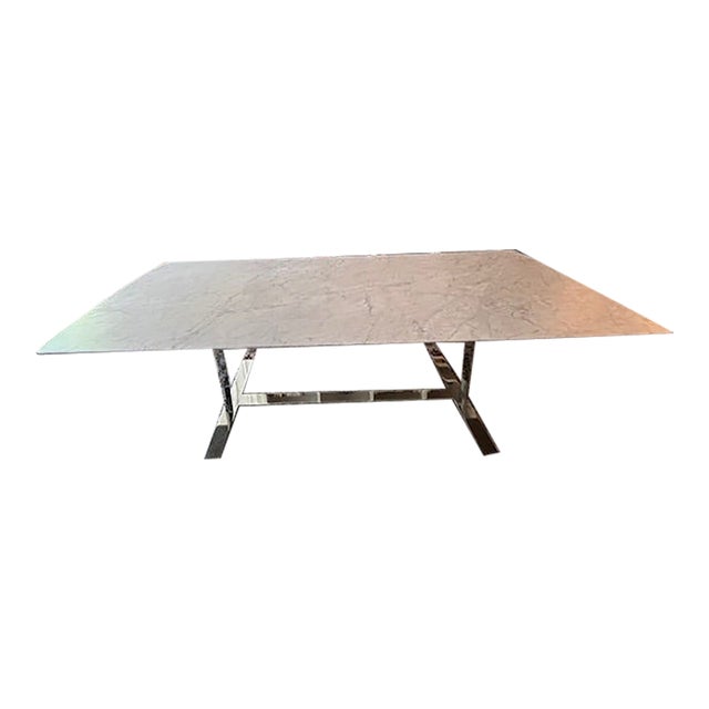 B&b Italia Eileen Dining Table by Antonio Citterio | Carrara Marble & Chrome | 94.5" For Sale