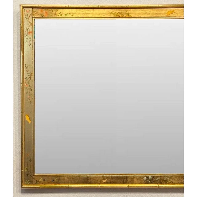 Chinoiserie La Barge Chinoiserie Giltwood Framed Wall Mirror With Butterflies, Birds & Flowers Horizontal / Vertical Mount For Sale - Image 3 of 12
