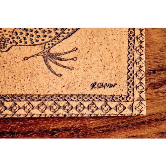 Brown Ceramic Tile with Frog Motive attributed to Roger Capron, France, 1970s For Sale - Image 8 of 9