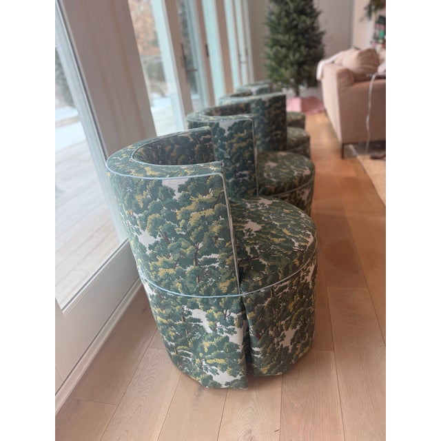 Dark Green Society Social Queen Barrel Back Lounge Chairs For Sale - Image 8 of 8