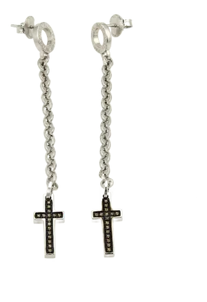 Pianegonda Citrine Sterling Silver Cross & Chain Long Drop Dangle Earrings - 2 Pieces