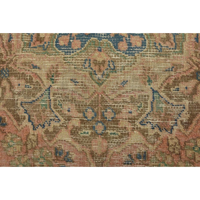 Tabriz Rug 6’6” X 9’9” Pink Wool Vintage Distressed Hand-Knotted Carpet For Sale - Image 11 of 15