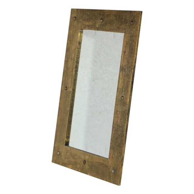 Boho Chic Antique Gold Finish Solid Wood 23" X 31" Vanity Mirror | Small Decorative Mirror | Handmade Wall Mirror | Poeder Bathroom Mirror For Sale - Image 3 of 4