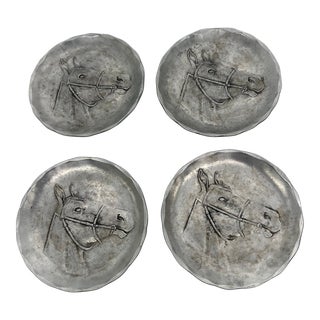 Vintage Wendell August Forge Horse Coasters Equestrian Decor Set of 4 For Sale
