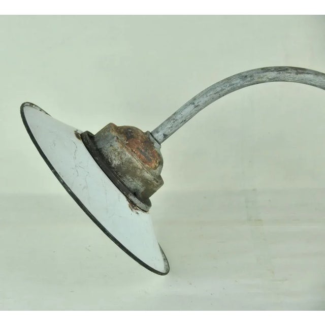 Mid-Century Modern White Enameled Metal Garden Light, 1940s For Sale - Image 3 of 7