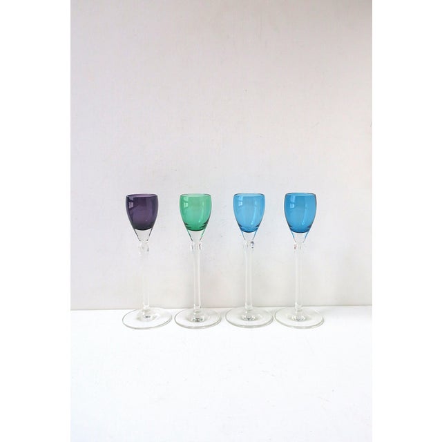 Crystal Aperitif Cordial Glasses, Mid-20th Century, Set of 4 For Sale - Image 4 of 10