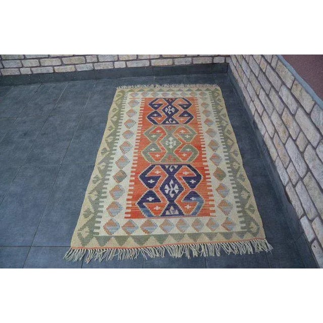 1960's Vintage Turkish Floor Kilim Rug- 3′2″ × 5′1″ For Sale - Image 11 of 11
