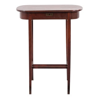 Mahogany Lamp Table or Sewing Table with Brass Lock and Tapered Legs, 1920 For Sale