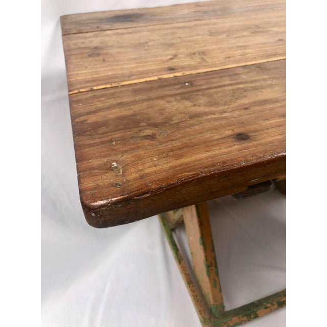 Brown Antique French Hand Crafted Trestle Table For Sale - Image 8 of 13