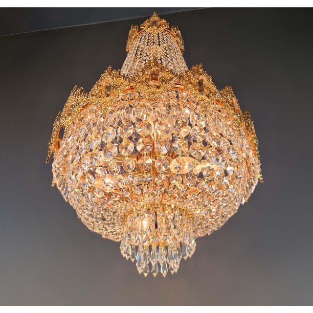 2020s Modern Gold Chandelier Crystals Empire Basket New Classic For Sale - Image 5 of 7