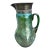 Vintage Loetz Style Iridized Oil Spot 12" Art Glass Pitcher Silver Plated Rim For Sale