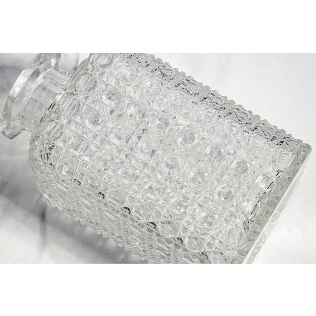Dazzling Large Heavy Antique Cut Crystal Decanter Faceted Sphere Stopper Starburst Barware Luxury Home Decor For Sale - Image 12 of 14