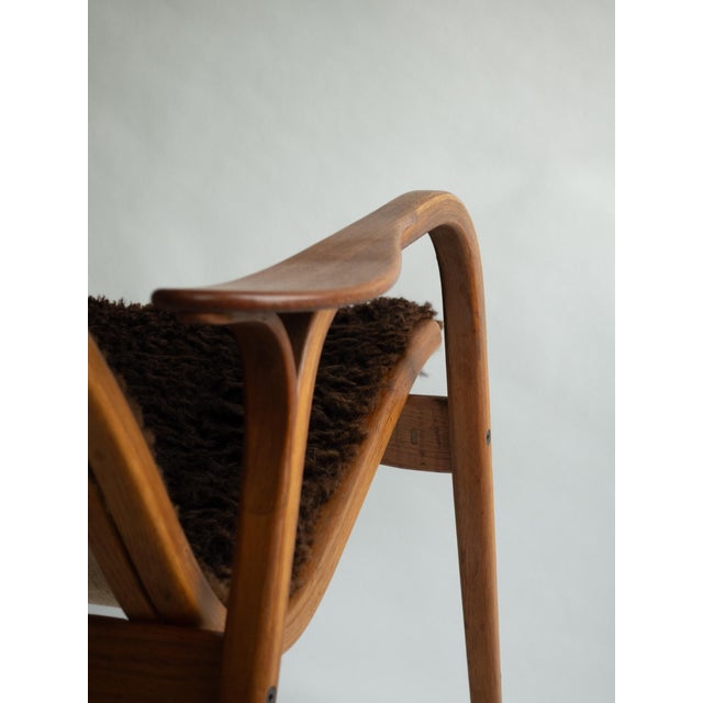 Vintage Yngve Ekström Lamino Lounge Chair for Swedese, Brown Sheepskin For Sale - Image 11 of 11