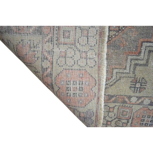 Faded Muted Colors Impressive Medallion Vintage Ushak Rug Low Pile Distressed Area Rug - 3'5'' X 5'8'' For Sale - Image 10 of 10