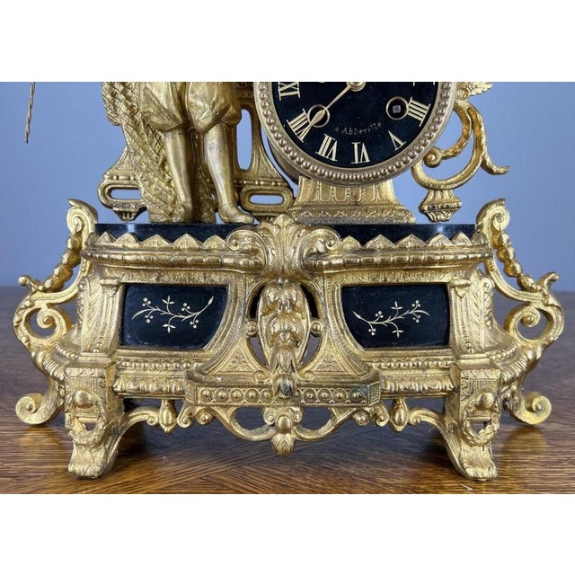 Gold Antique Louis XV French Neo Rococo Figural Bronze Clock For Sale - Image 8 of 12
