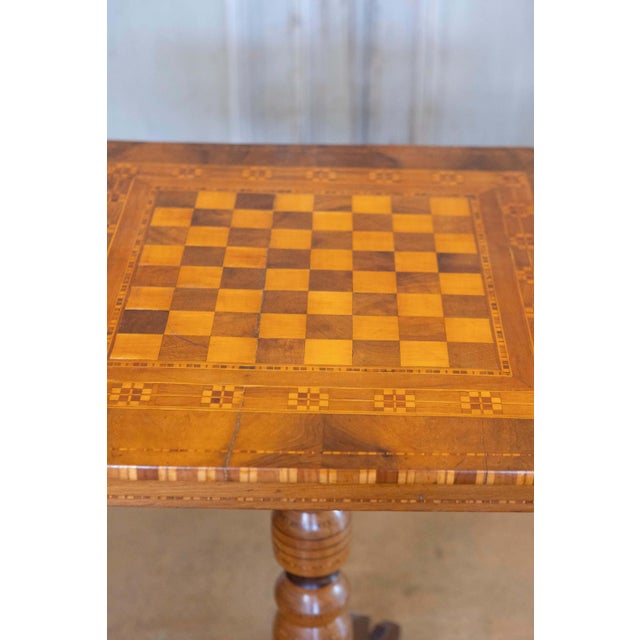 19th Century Italian 19th Century Walnut, Mahogany and Ash Game Side Table with Marquetry Top For Sale - Image 5 of 12