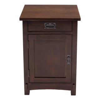Mission / Arts and Crafts 1 Door, 1 Drawer Nightstand in Walnut For Sale