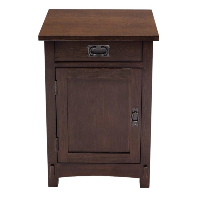 Mission / Arts and Crafts 1 Door, 1 Drawer Nightstand in Walnut For Sale