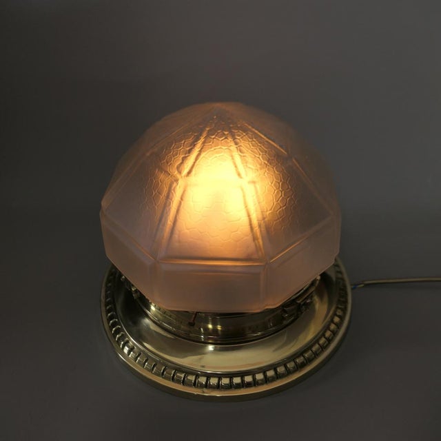 Metal Art Deco Austrian Ceiling Lamp with Glass Shade, 1920s For Sale - Image 7 of 11