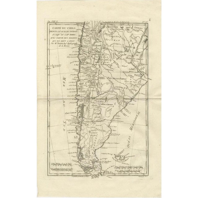 Chile from Peru to Cape Horn Enlightenment Map by Rigobert Bonne, 1780s For Sale - Image 12 of 12