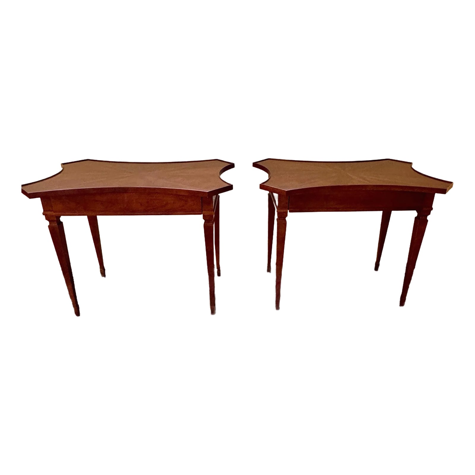 Pair of Baker Furniture Federal Style Inlaid Tea Side Tables | Chairish