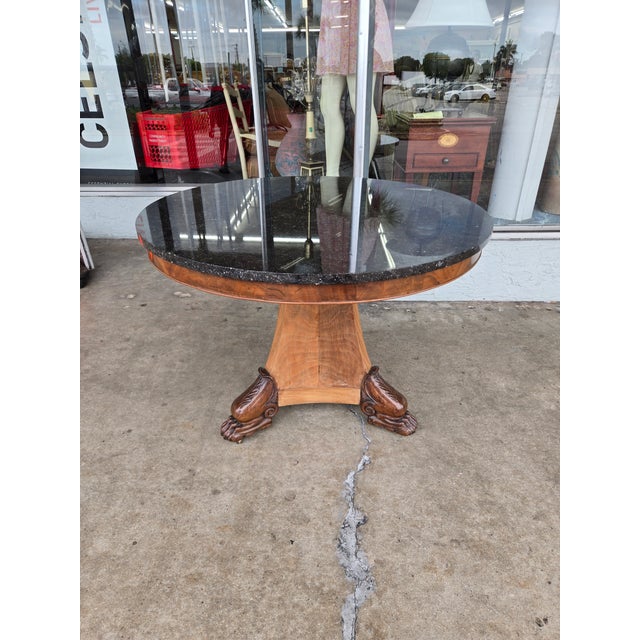 Stone 19c Restoration Period French Empire Center Table W Marble Top For Sale - Image 7 of 15