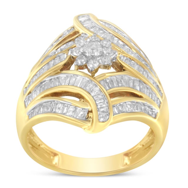 Haus of Brilliance 10K Yellow Gold Diamond Ring (1 Cttw, I-J Color, I2-I3 Clarity) - Size 6 For Sale - Image 4 of 7