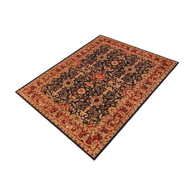 Transitional Oriental Ziegler Blue Rust Hand-Knotted Wool Rug - 8'11'' X 12'0'' For Sale - Image 3 of 8