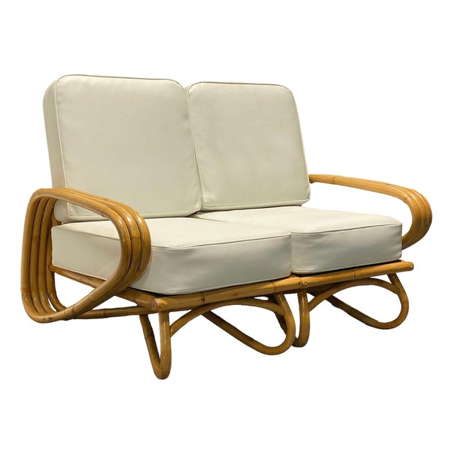 1950s Restored "Triple Triangle" 3-Strand Sectional Sectional Settee With Loop Base For Sale