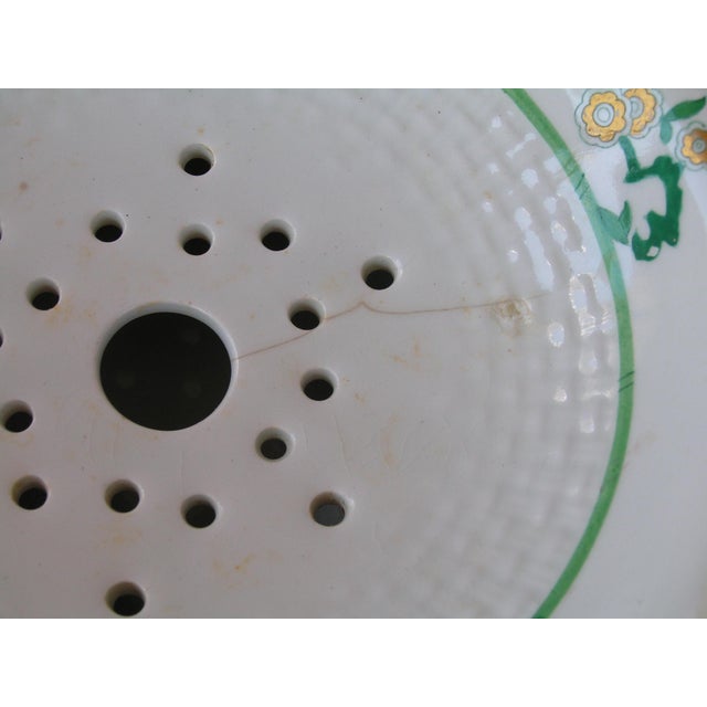 Ceramic 2 Piece Antique Flower Frog Bowl Porcelain Asian Design Made by Minton 1863-72 Hand Painted Design For Sale - Image 7 of 11