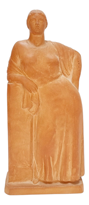 Standing Female Terracotta Figure Leaning on a Pillar by Pál Pátzay, 1970s