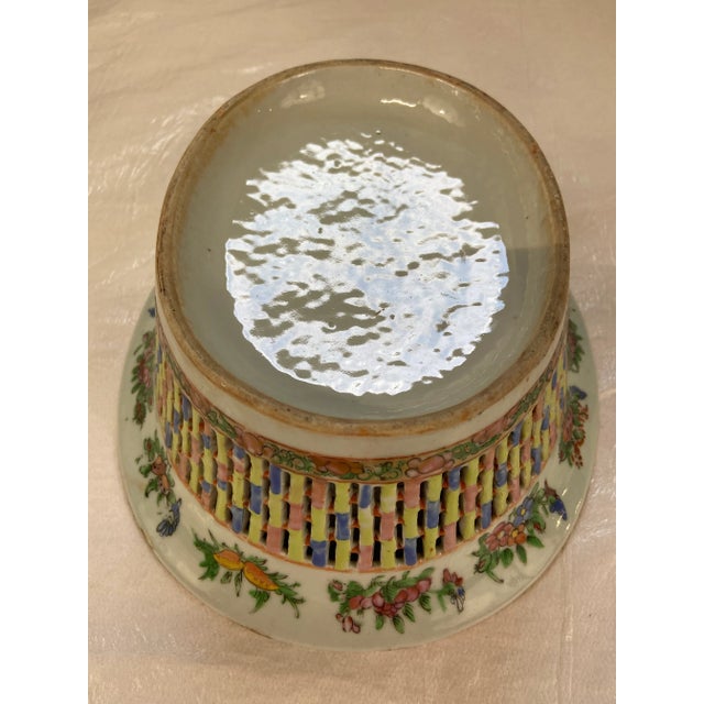 Late 19th Century Chinese Porcelain Rose Medallion Chestnut Bowl For Sale - Image 6 of 11