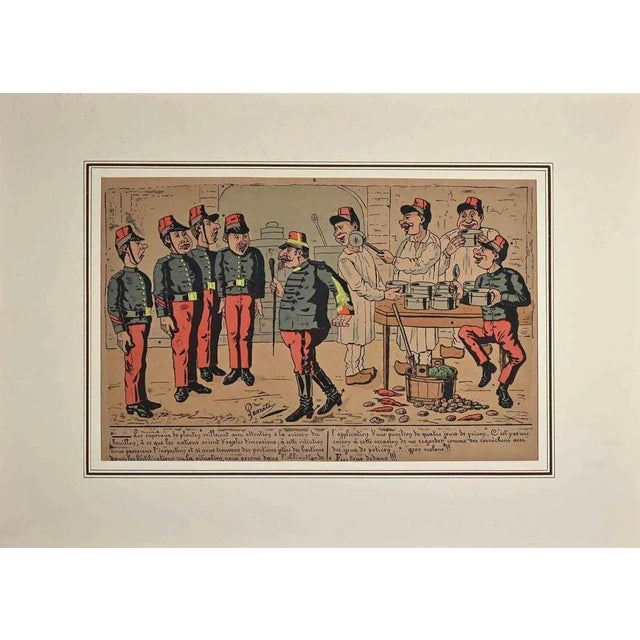 Military Kitchen is an original Modern Artwork realized in 1870. Original Lithograph on paper. Passepartout is included....