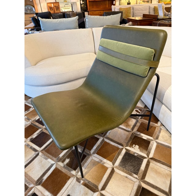 Design Plus Gallery presents the Loden Green Leather Deep Thoughts Chair by Blu Dot. Leather wrapped contours form a...