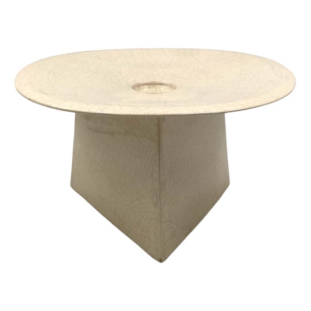 White Craquele Ceramic Vide Poche from Leduc, France, 1970s For Sale