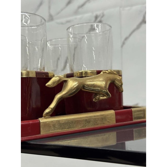 Hollywood Regency Glasses and Tray Set by Hans Turnwald, 1970s, Set of 7 For Sale - Image 9 of 11