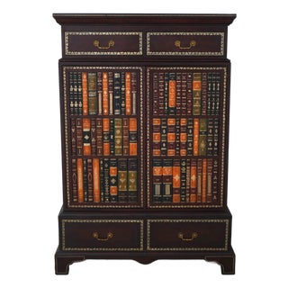 Maitland Smith Faux Book Leather Bar Unit For Sale