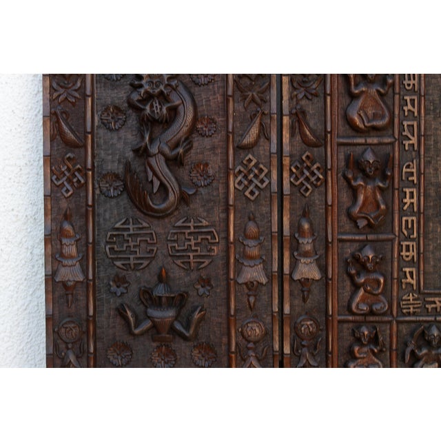 Early 20th Century Sino Tibetan Carved Altar Screen For Sale - Image 4 of 10