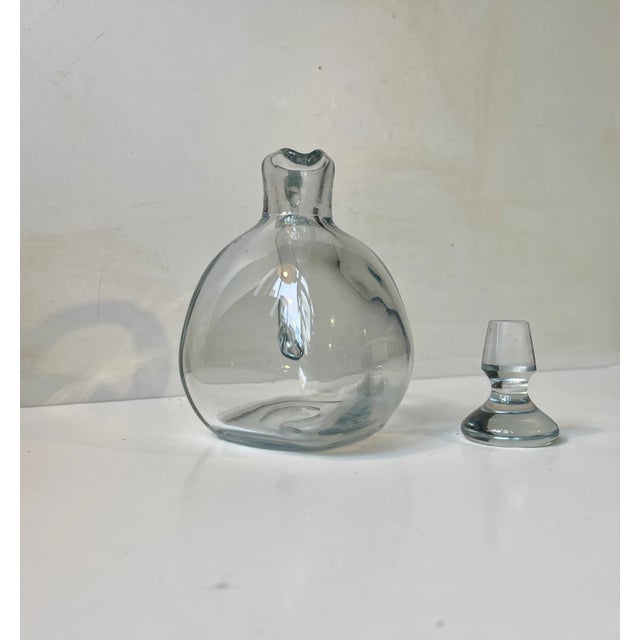 Holmegaard Scandinavian Hand-Blown Asymmetrical Decanter from Holmegaard, 1970s For Sale - Image 4 of 6