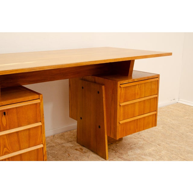 Brown Large Czechoslovak Writing Desk, 1970s For Sale - Image 8 of 17