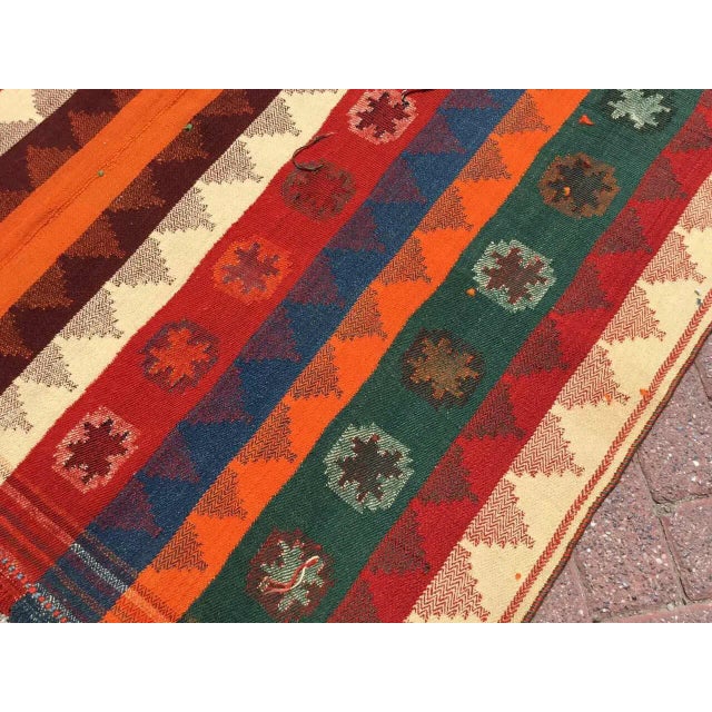 Pumpkin Colorful Vintage Kilim Rug , X For Sale - Image 8 of 10
