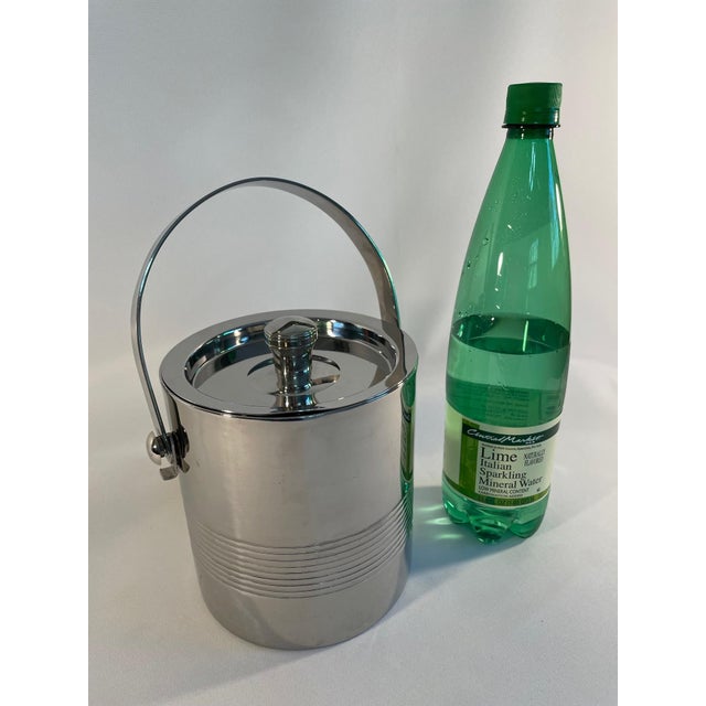 Vintage Stainless Steel Ice Bucket With Handle and Lid For Sale - Image 12 of 12
