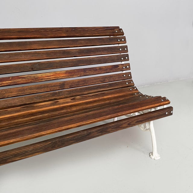 Art Deco Italian Wooden and White Cast Iron Bench, 1930s For Sale - Image 10 of 18