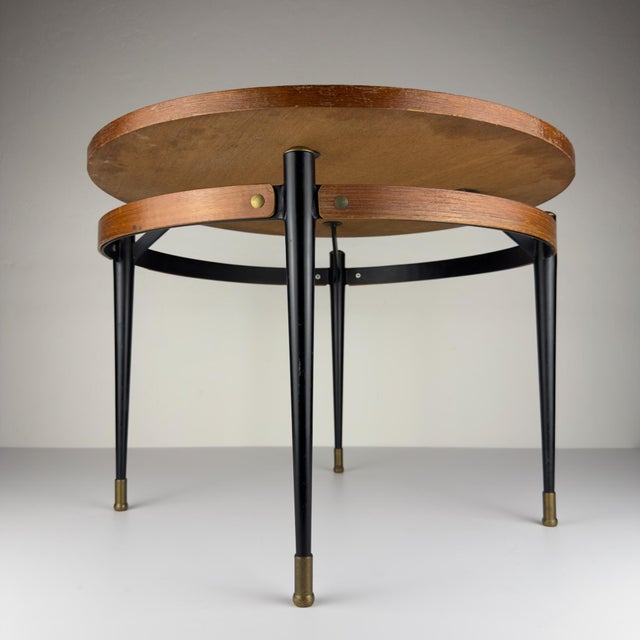 1950s Vintage Italian Metal and Teak Coffee Table by Silvio Cavatorta, 1950s For Sale - Image 5 of 18