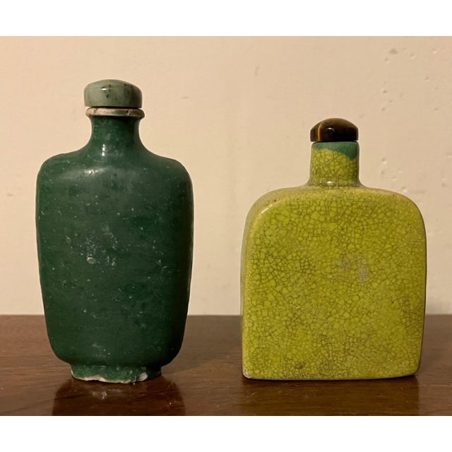 Antique 19th Century Chinese Monochrome Green Porcelain Snuff Bottles - a Pair For Sale - Image 13 of 13