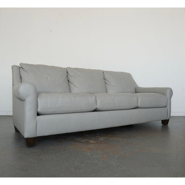 Bassett Bassett Ellery Leather Roll Arm Sofa For Sale - Image 4 of 15