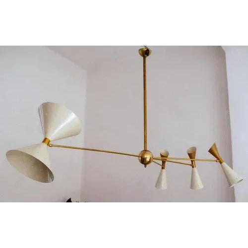Four-Arm Brass Asymmetrical Chandelier by Silvio Piattelli For Sale - Image 4 of 13