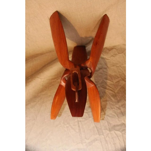 Brown African Tribal Tripod Folding End Table Base in Wood, 1960s-1970s For Sale - Image 8 of 12